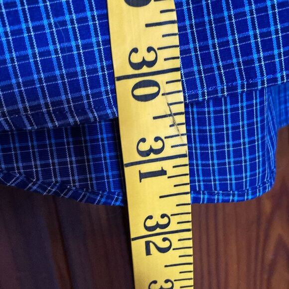 VanHeusen Traveler blue white button up shirt long sleeve men’s size 15-15.5 - Picture 6 of 9